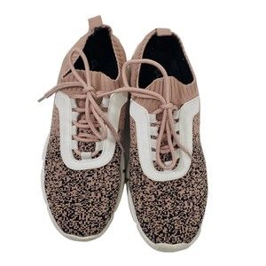 Qupid Lightweight Lace-up Walking Sneakers; Mauve; Size 8